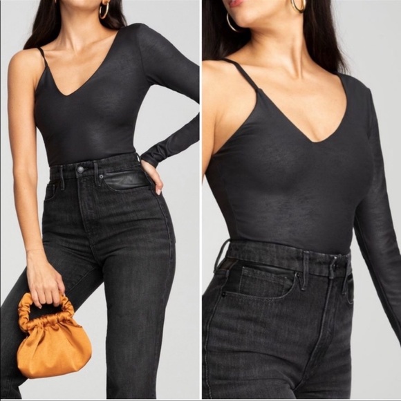 Good American Tops - GOOD AMERICAN Asymmetrical Bodysuit